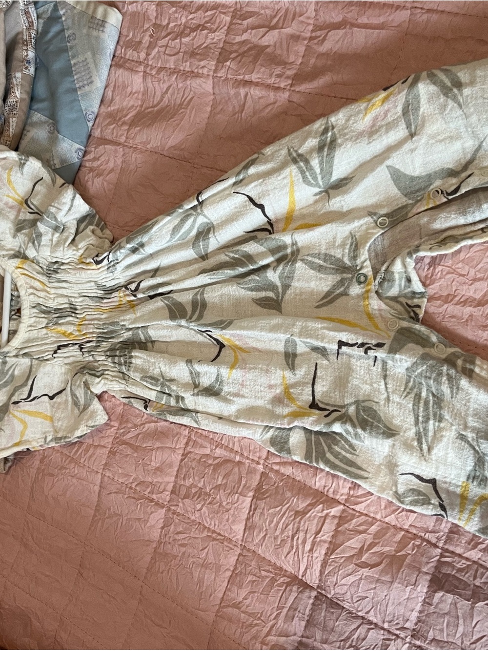 Jessica Simpson Cream Floral One-Piece with Yellow and Gray Accents